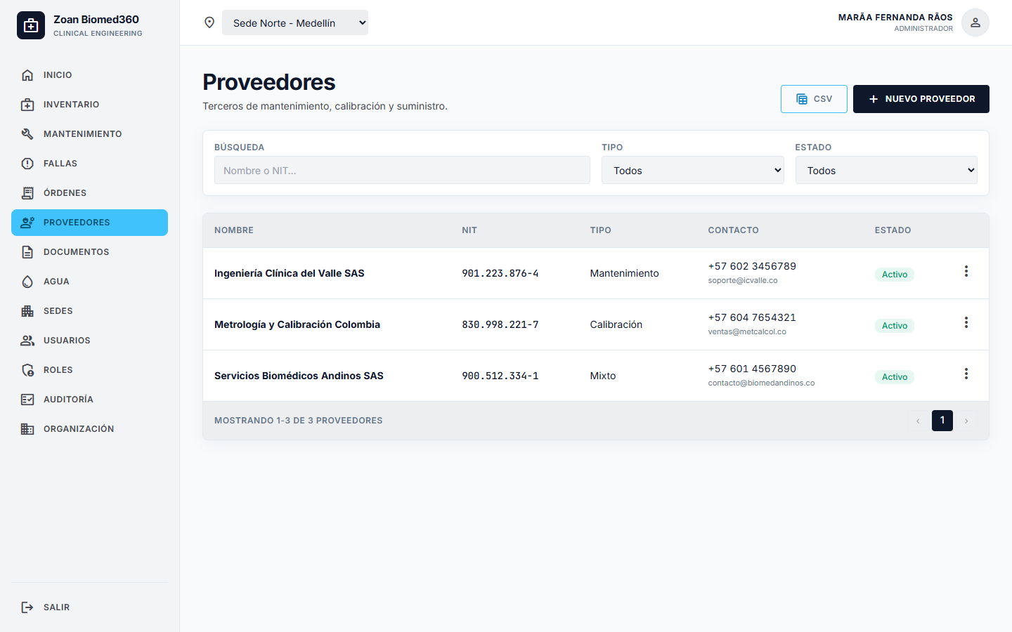 Proveedores